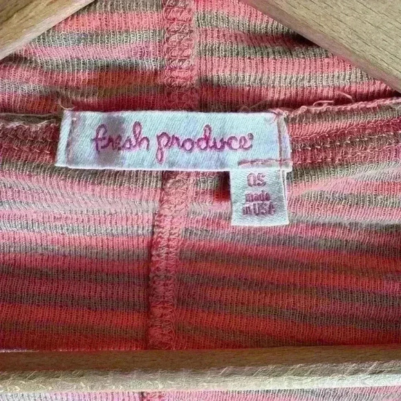 Fresh Produce women’s open cardigan sweater striped tan coral one size made USA - Picture 3 of 10